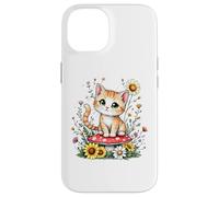 Spring Cottagecore Flowers - Gatito Kawaii Tabby naranja para mujer Carcasa para iPhone 14