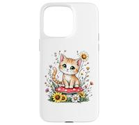 Spring Cottagecore Flowers - Gatito Kawaii Tabby naranja para mujer Carcasa para iPhone 15 Pro Max