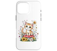 Spring Cottagecore Flowers - Gatito Kawaii Tabby naranja para mujer Carcasa para iPhone 16 Pro Max