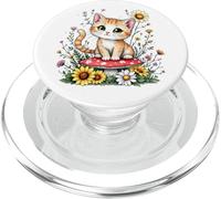 Spring Cottagecore Flowers - Gatito Kawaii Tabby naranja para mujer PopSockets PopGrip para MagSafe