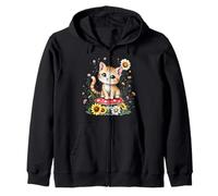 Spring Cottagecore Flowers - Gatito Kawaii Tabby naranja para mujer Sudadera con Capucha