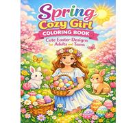 Spring Cozy Girl Coloring Book Cute Easter Designs for Adults and Teens: Relax, Unwind and Color Your Way into Spring Happiness