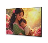 Spring Decor - Lienzo decorativo con texto en inglés "A Woman Holding" (una mujer sostiene a su hijo durmiendo en medio de un telón de fondo de rosas)