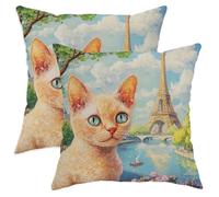 Spring Devon Rexs - Juego de 2 fundas de almohada de 12 x 12 pulgadas, suaves, cómodas, románticas, diseño de torres románticas, diseño de mascotas, sofá, sala de estar