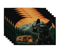 Spring Doberman - Juego de 6 manteles individuales para camping, 12 x 18 pulgadas, diseño vintage de cachorros, viajes, caravana, 4 piezas para comedor, decoración fresca para el hogar y la cocina