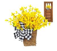 Spring Door Wreath - Colorful Wildflower Hanging Basket Decor, Summer Porch Farmhouse Welcome Ornament | Front Door Decoration for Home Living Room Bedroom