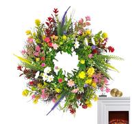 Spring Door Wreath - Floral Front Door Decoration | Artificial Green Leaves with Colorful Blossom Accents, Lightweight Hanging Design, Seasonal Decor for Entryway Wall