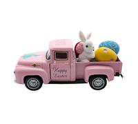 Spring Easter Ornament - Mini Farm Truck with Bunny Eggs, Rustic Handcrafted Decorative Piece with Charming Farmhouse Look, Ideal for Table Mantel Porch Living Room Kitchen Dorm Holiday Display