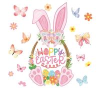 Spring Easter Window Decor Static Clings Bunny Pattern Double Sided Sticker No Glue Easy Apply Festive Visual Accent Seasonal Style | para interiores Office Party Wall