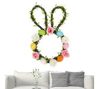 Spring Easter Wreath - 15.75 Inch Artificial Bunny Ear Decor | Floral Egg Door Wreath, Seasonal Farmhouse Ornament for Porch, Entryway, Mantel, Apartment, and Indoor Outdoor Use