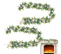 Spring Festival Garland - Artificial Easter Eggs, Decorative Hanging Swag with Bright Pastel Accents, 5.7ft Party Ornament Banner, Indoor Home Wall Mantel Accent, Holiday Staircase Decoration