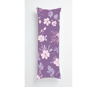 Spring Flower Body Pillow Case Cover 70x90cm, Long Backrest Cushion Pillow Protector with Zipper, Decorative Bedding Pillowcase, Soft Body Pillow Cover for Couch Bedroom Purple