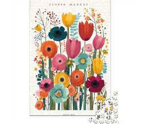Spring Flower Market Poster Puzzle 1000 Piezas, Rompecabezas Para Adultos, Rompecabezas Imposable, Rompecabezas Juego De Habilidad Para Toda La Familia, Rompecabezas Para Adultos, Rompecabezas 70x50cm