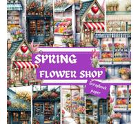 SPRING FLOWER SHOP SCRAPBOOK PAPER: This is a double sided craft paper, used in DIY junk journals, EPHEMERA, ORIGAMI, DECOUPAGE, MIXED MEDIA ART, Collage