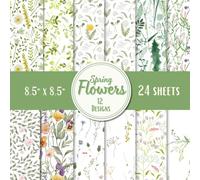 Spring Flowers Scrapbook Paper Pad - 8.5 x 8.5 in - 24 Double-Sided Patterned Sheets - Decorative Craft Paper for Card Making, Journaling, Planners, Origami, Decoupage, and Scrapbooking