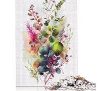 Spring Flowers Watercolor Puzzles Imposible,desafío for Adults Juego Educativo 1000 Piezas Obra De Arte De Juego De para Adultos Y Niños 1000pcs (75x50cm)