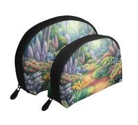 Spring Forest and Garden - Bolsas de maquillaje con estampado de bosque y jardín, bolsa de aseo portátil de viaje de 2 piezas, White, Talla única