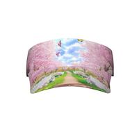 Spring Forest Cherry Blossom Path Easter Ajustable Hombres Mujeres Ligero Plegable Enfriamiento Vacío Visera Deportiva Sombrero para Correr, Tenis, Golf Negro