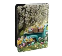 Spring Forest Truck con conejos, huevos y flores impreso para pasaporte, funda de viaje de piel sintética para pasaporte, organizador para hombres y mujeres, 6.5 pulgadas, Black, Talla única