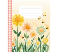Spring Garden Composition Notebook: Cute Spring Flowers, Bees & Butterflies Notebook for Kids | Wide Ruled | 7.5 x 9.25 inches | 110 Pages (55 Sheets) for School, Journaling & Creative Writing