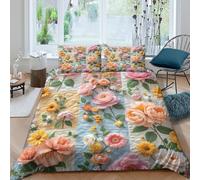 Spring Garden Embroidery Funda Edredon Juego de Ropa de Cama de 3 Piezas Impresión 3D Cierre de Spring Jardín Embroidery Funda de Edredón Funda de Almohada a Juego Lavables for niña Double（200x200cm）