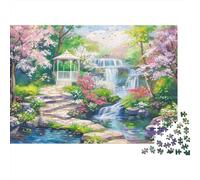 Spring Garden Scene Rompecabezas 1000 Piezas Jardín de Primavera con Cascada Estéticos Y Desafiantes Decoración del Hogar Regalo para Familiares/Parejas para Adultos Y Niños Mayores 52x38cm/1000pcs