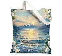 Spring Gardenia - Bolsa de lona para compras, 13 x 15 pulgadas, escena de flores, montaña marina, reutilizable, bolsa de comestibles para mujer, diseño floral de viaje, decoración de regalo