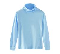 Spring&Gege Camiseta de algodón sólido con cuello alto para niñas, azul (Skyblue), 13-14 años