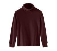 Spring&Gege Camiseta de algodón sólido con cuello alto para niñas, marrón, 5-6 años