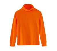 Spring&Gege Camiseta de algodón sólido con cuello alto para niñas, naranja, 7-8 años