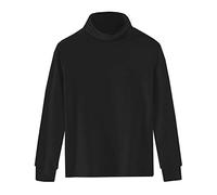 Spring&Gege Camiseta de algodón sólido con cuello alto para niñas, Negro, 3-4 Años