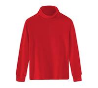 Spring&Gege Camiseta de algodón sólido con cuello alto para niñas, rosso, 13-14 años