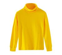 Spring&Gege Camisetas Base de Cuello Alto de Algodón Sólido para Niñas, amarillo, 5-6 años