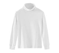 Spring&Gege Camisetas Base de Cuello Alto de Algodón Sólido para Niñas Top, blanco, 13-14 años