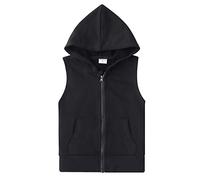 Spring&Gege Chaleco sin Mangas con Capucha y Cremallera Completa para Niños Camiseta de Tirantes Básica Sudadera con Bolsillos, 11-12 años