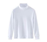 Spring&Gege Little & Big Kids - Camisas de manga larga de algodón suave con cuello alto, blanco, 11-12 Años