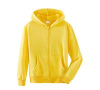 Spring&Gege Niños Niñas Color Sólid Sudadera con Capucha Hoodie Chaqueta con Cremallera de Chándal en Algodón, Amarillo, 5-6 Años