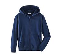 Spring&Gege Niños Niñas Color Sólid Sudadera con Capucha Hoodie Chaqueta con Cremallera de Chándal en Algodón, Armada, 5-6 Años