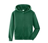 Spring&Gege Niños Niñas Color Sólid Sudadera con Capucha Hoodie Chaqueta con Cremallera de Chándal en Algodón, Verde, 11-12 Años
