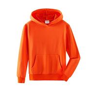 Spring&Gege Niños Niñas Color Sólid Sudadera con Capucha Hoodie Chaqueta con Cremallera de Chándal en Algodón, Naranja, 11-12 Años