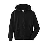 Spring&Gege Niños Niñas Color Sólid Sudadera con Capucha Hoodie Chaqueta con Cremallera de Chándal en Algodón, Negro, 9-10 Años