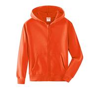 Spring&Gege Niños Niñas Color Sólid Sudadera con Capucha Hoodie Chaqueta con Cremallera de Chándal en Algodón, Naranja, 9-10 Años