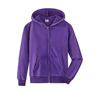 Spring&Gege Niños Niñas Color Sólid Sudadera con Capucha Hoodie Chaqueta con Cremallera de Chándal en Algodón, Morado, 5-6 Años