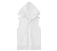 Spring&Gege Sudadera sin mangas con capucha y cremallera completa para niños, chaleco con capucha, camiseta básica de tank top, sudadera para niños, 9-10 años