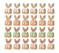 Spring Gift Bags - Paper Rabbit Ears, 17x10x7cm Reusable Candy Wrapper for Children, 24 Pack Set with Cute Design, Holiday Favor, Goodie Bags for Cookie Cake and Toy Treats