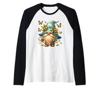 Spring GNOME For Women with Floral Flower Hat Love Butterfly Camiseta Manga Raglan
