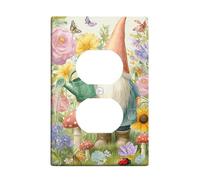 Spring Gnomo - Placas de cubierta para interruptor de luz/cubiertas de toma, elementos de jardín coloridos para decoración del hogar, placas de pared termoplásticas, toma dúplex individual de tamaño