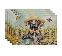 Spring Great Dane Dog - Juego de 4 manteles individuales de 12 x 18 pulgadas, divertida regadera, 4 manteles individuales de temporada para comedor en casa, fiesta de mascotas, decoración de cocina