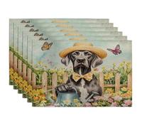 Spring Great Dane Dog - Juego de 6 manteles individuales de 12 x 18 pulgadas, divertida regadera de 6 piezas para comedor en casa, decoración de cocina para fiestas de mascotas
