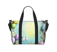 Spring Happy Easter Holiday - Bolsa de viaje de mano, bolsa de gimnasio, bolsa de noche, bolsa de viaje a la playa, bolsas de fin de semana para mujeres y hombres, color negro, talla única, Negro, One